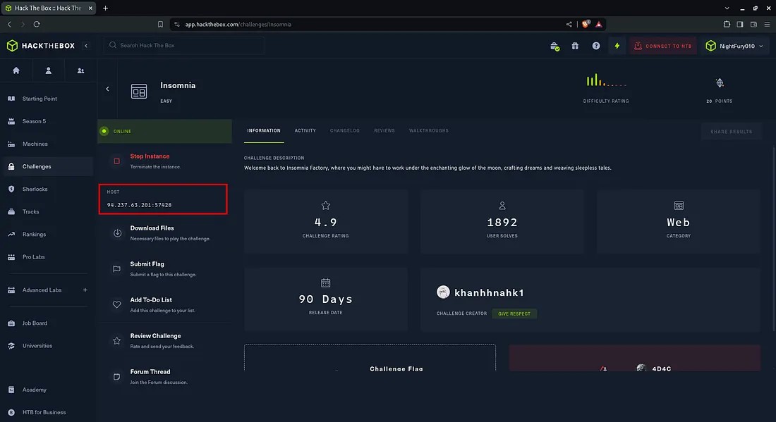 Insomnia - Hack The Box