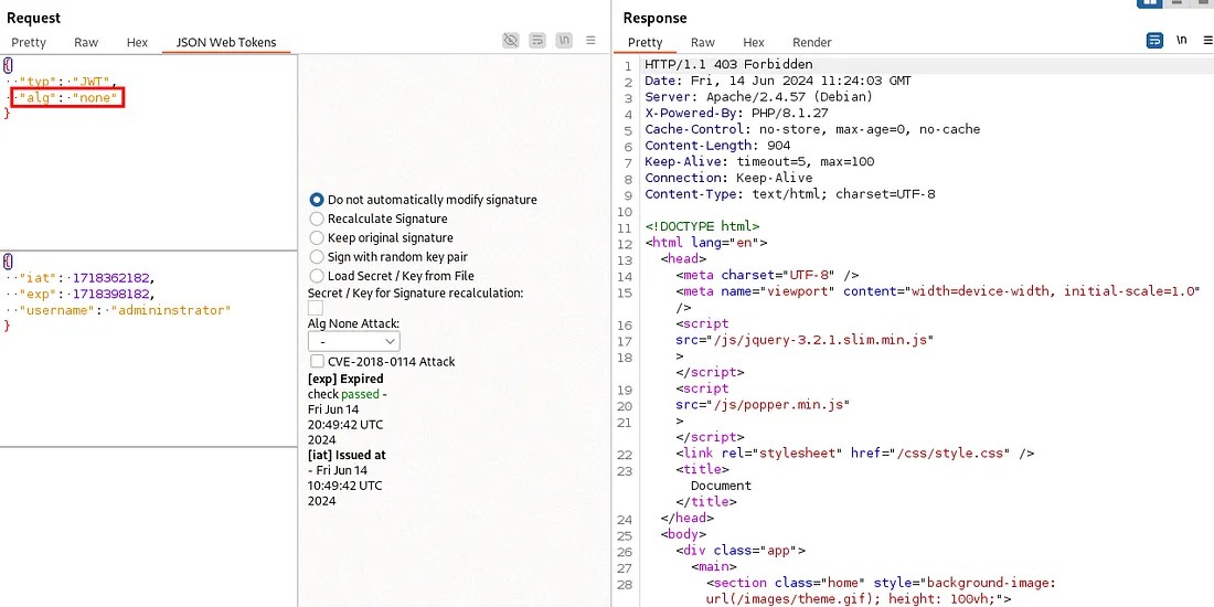 Changing algorithm to none