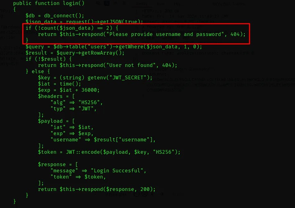 Vulnerable code section