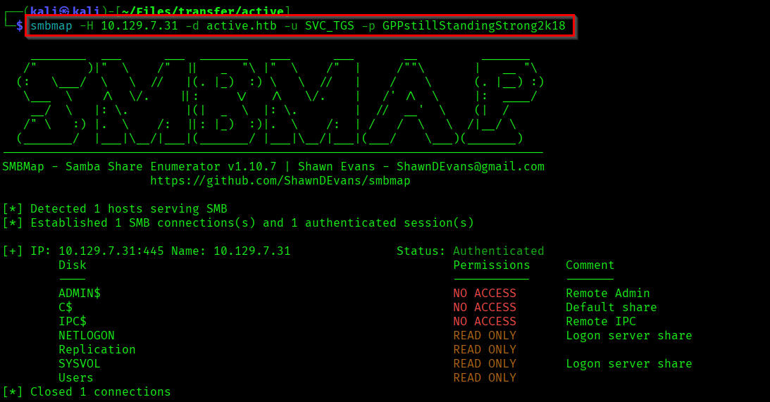SMBMap Permission Check