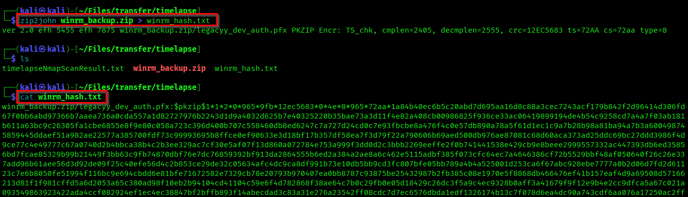 Hash of zip password