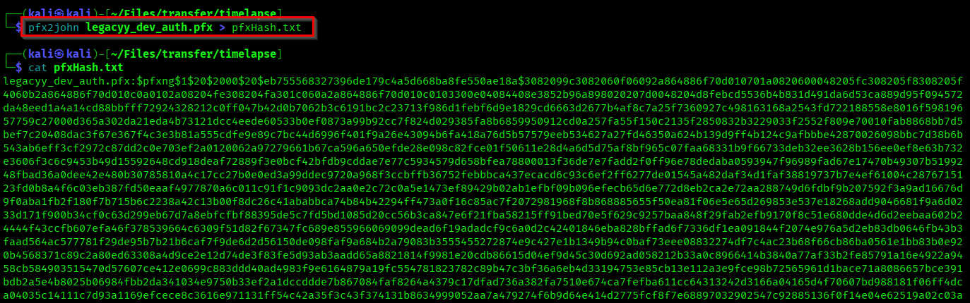 Hash of pfx password