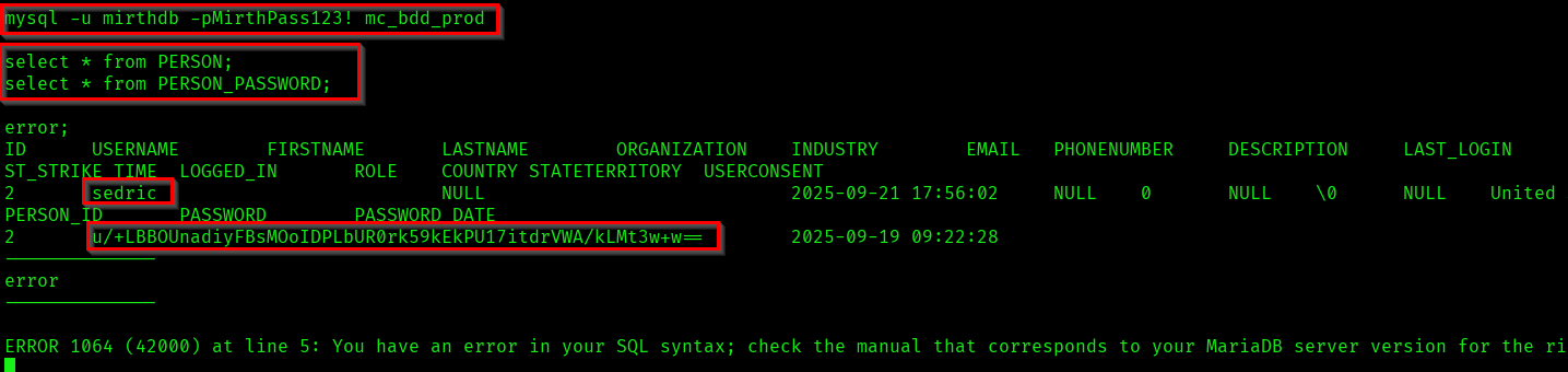 Got user password hash