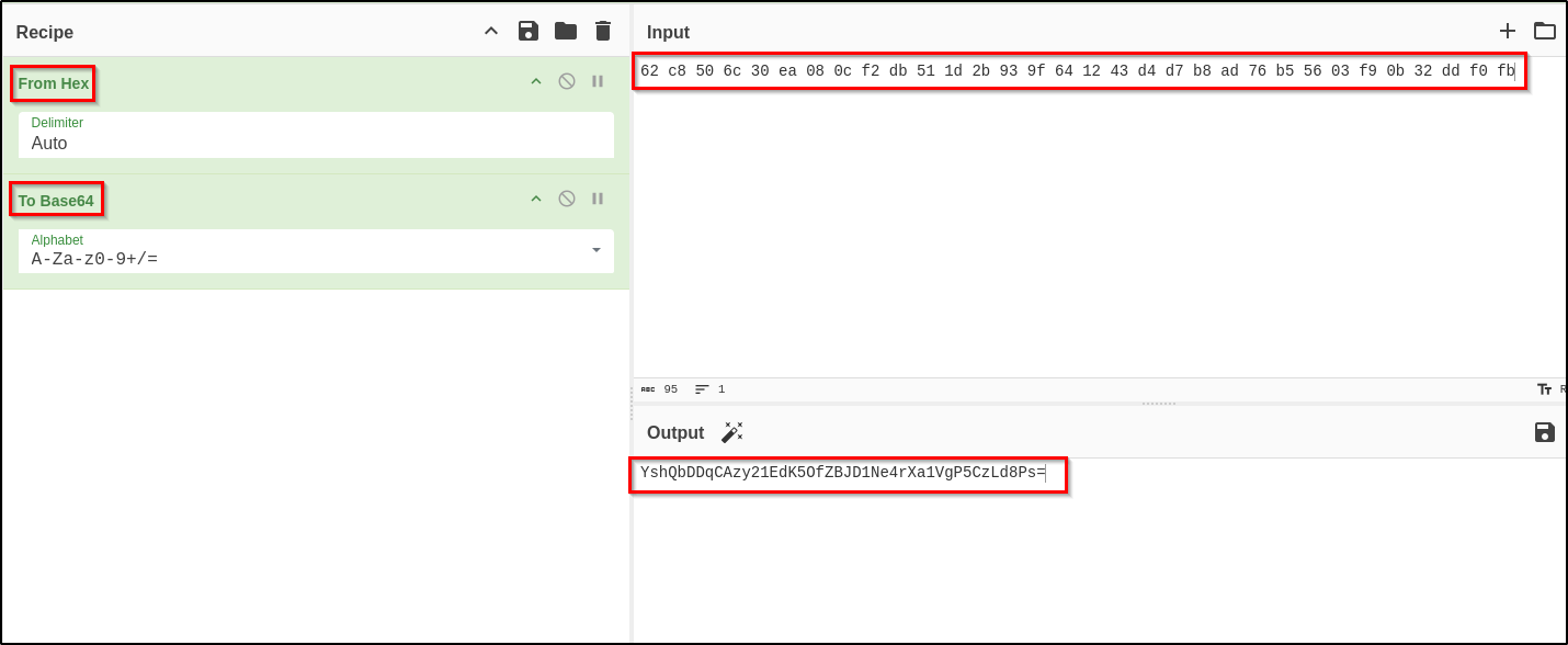 Password from Hex to Base64