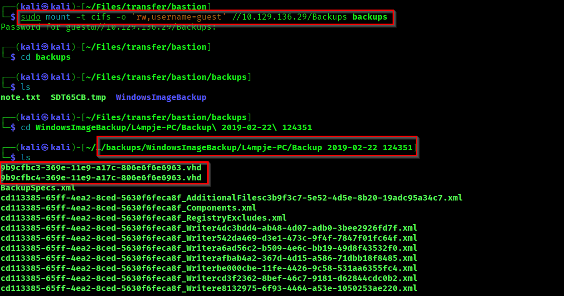 Mounting the VHD files