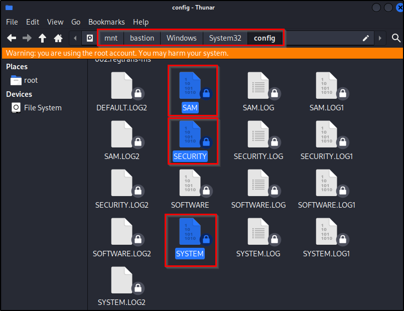 SAM, SECURIY & SYSTEM Files