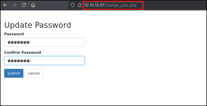 Update Password Option