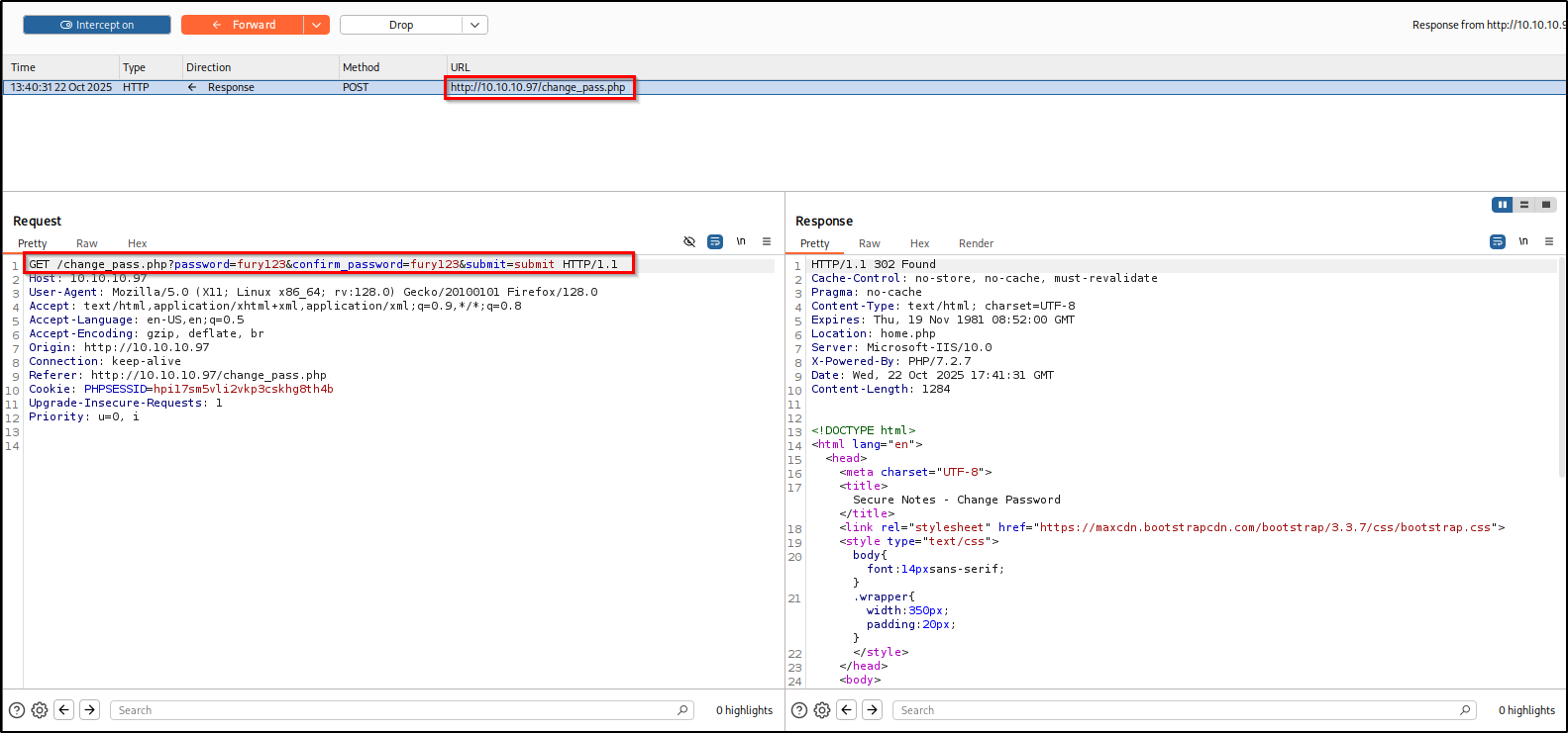 Password Change - GET Request