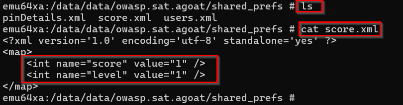Score stored in xml file