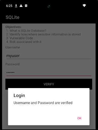 Username and Password of DB Entered