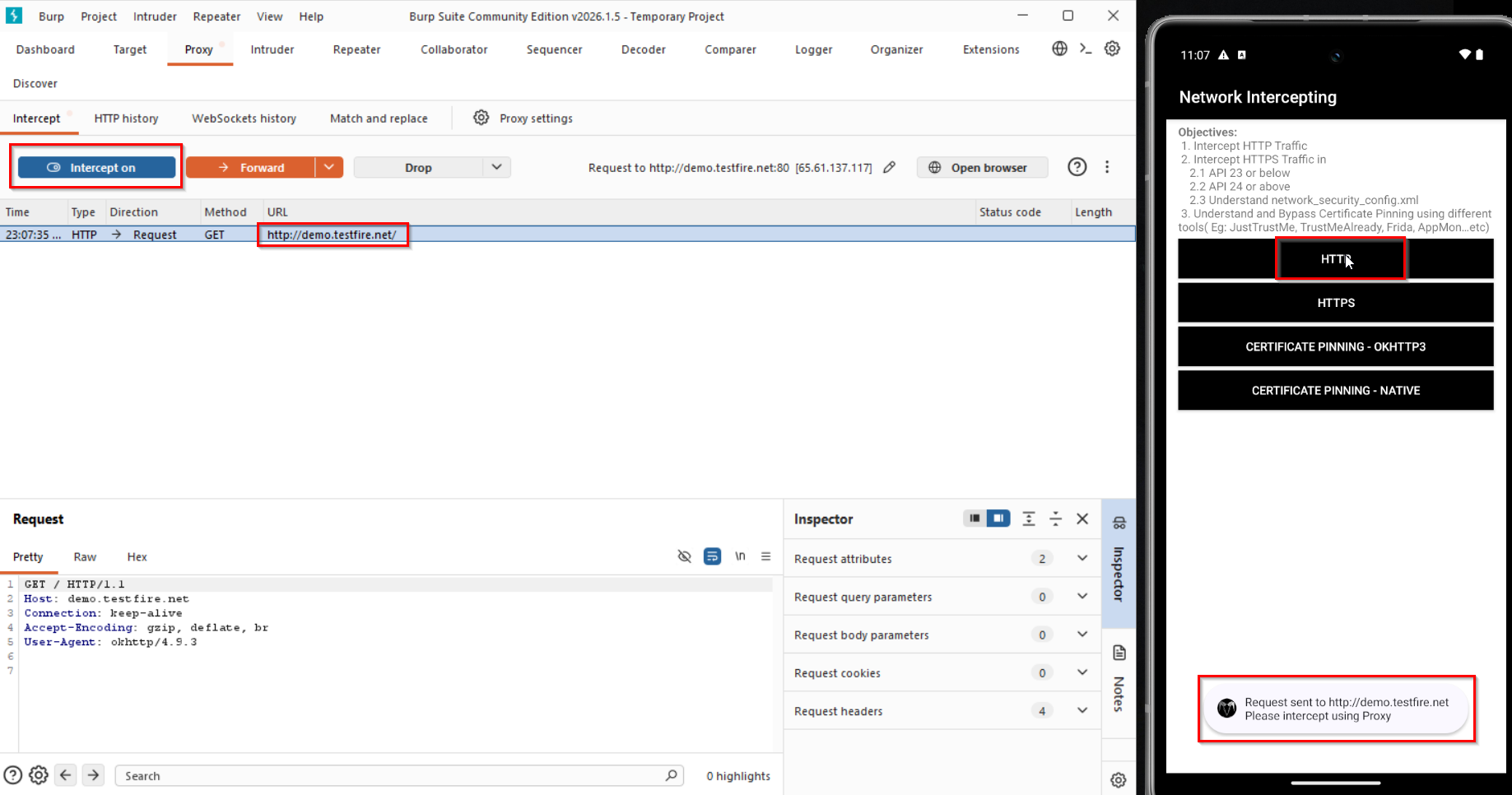 HTTP Request Intercepted
