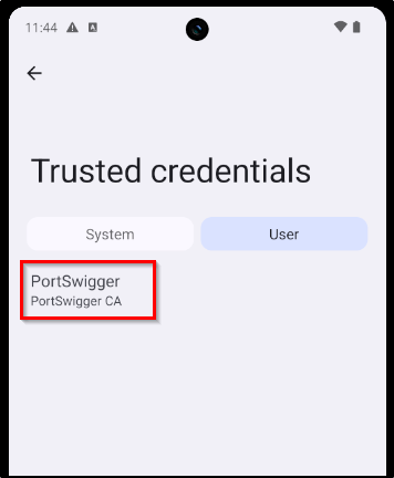 Burpsuite Certificate Installed