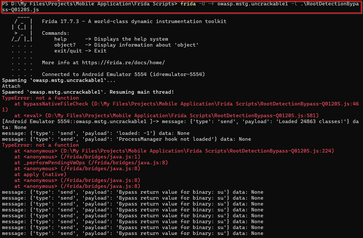 Frida Script Running